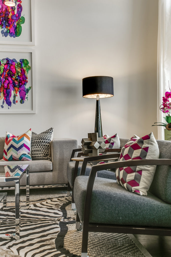 Pulp Design Studios Vibrant Townhome Living Room Vingette