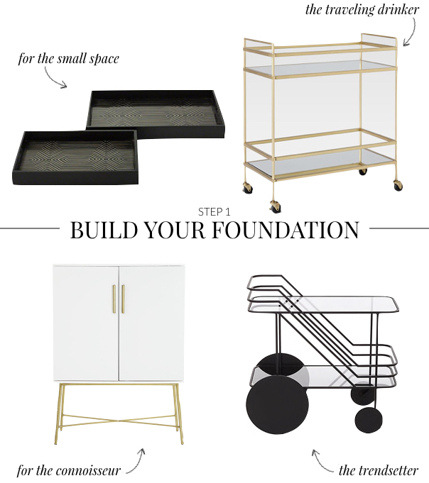 How to Build a Home Bar - Bar Carts for Every Style