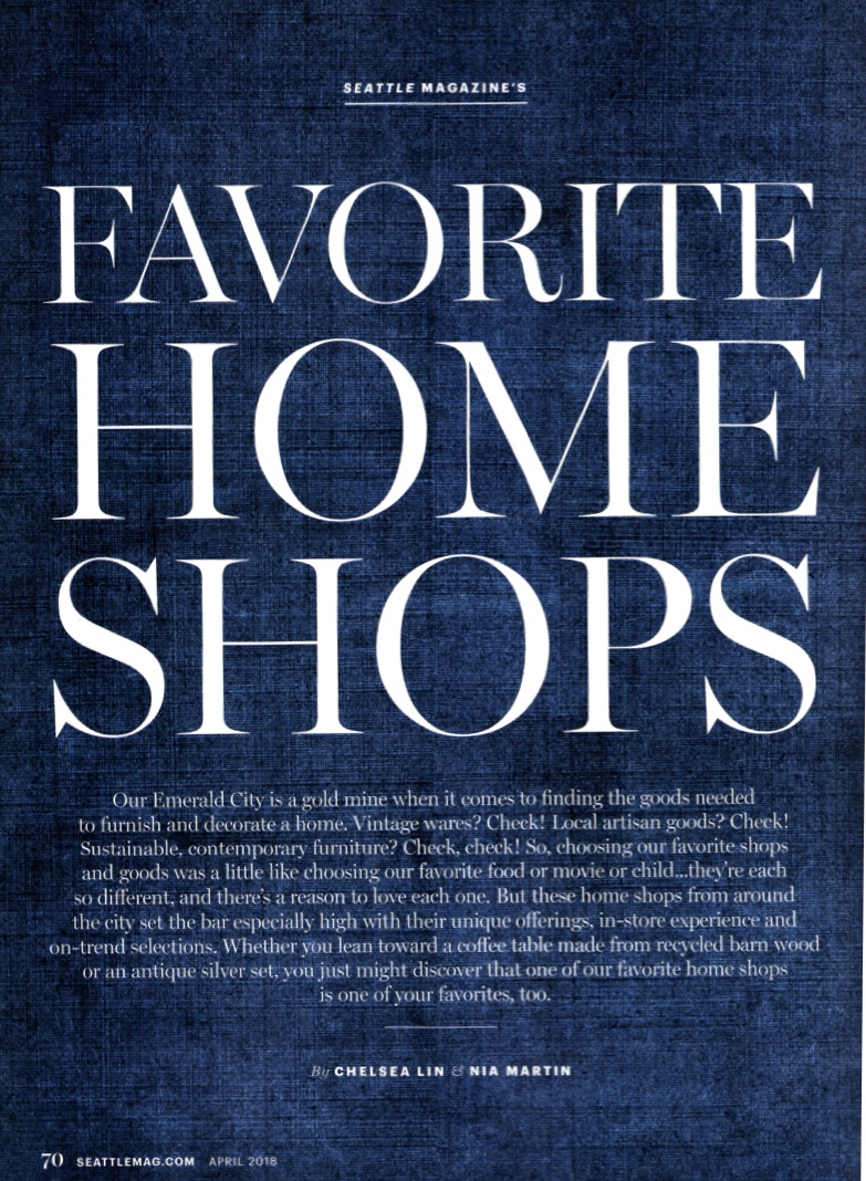 Seattle Magazine April 2018 Favorite Home Shops, Pulp Design Studios Home Shop, Soft Goods, Trail Poof, Hair on Hide Poof Ottoman