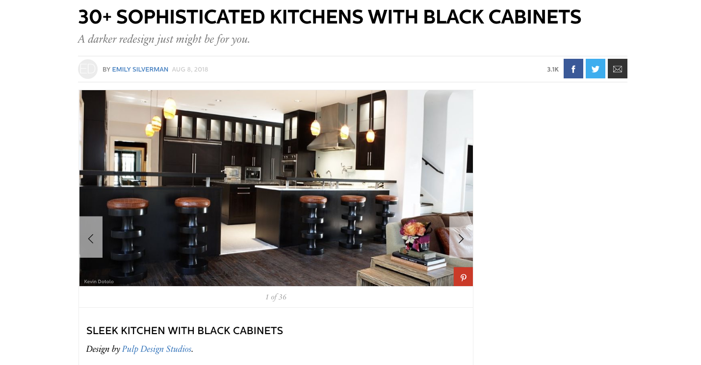 Elle Decor — 30+ Sophisticated Kitchens with Black Pulp