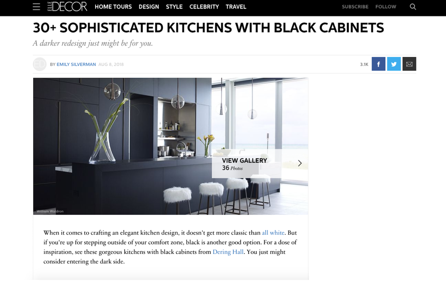 Pulp Design Studios Dark Kitchen Feature Elle Decor