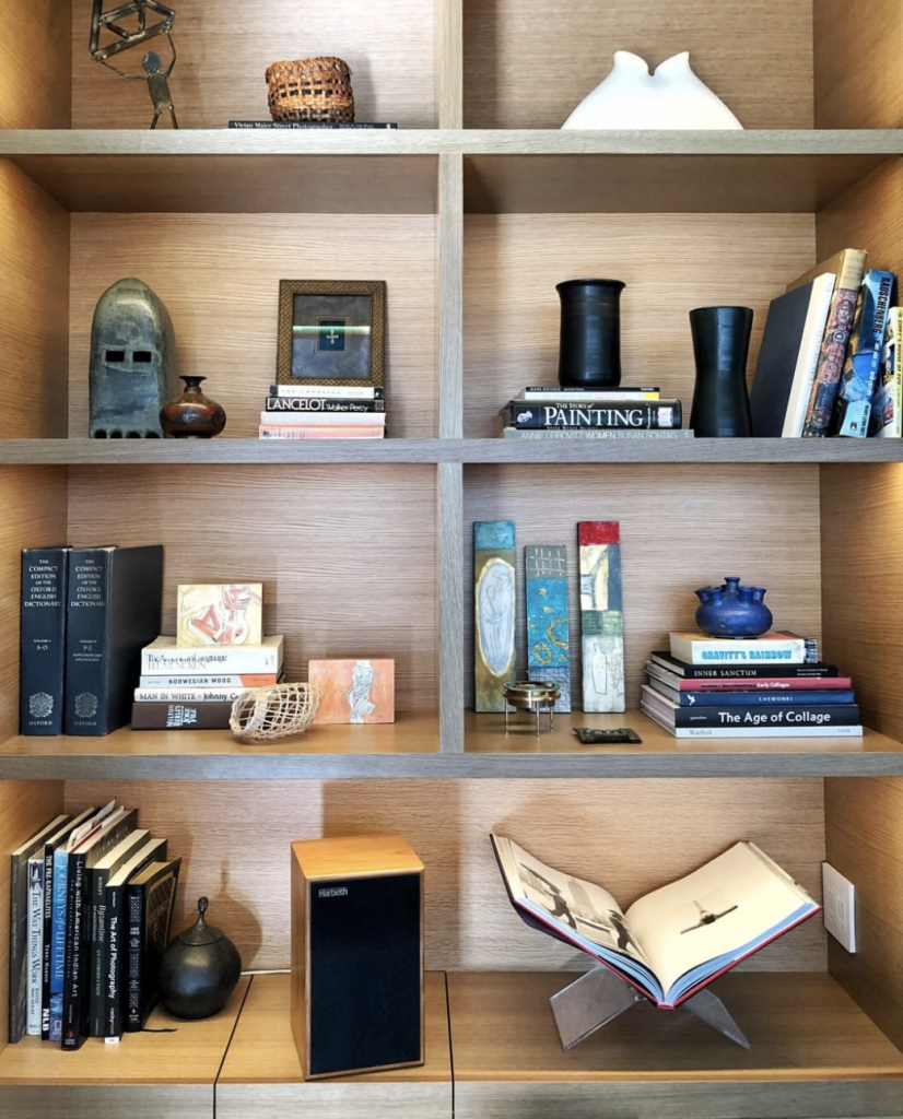 shelves art books hidden storage