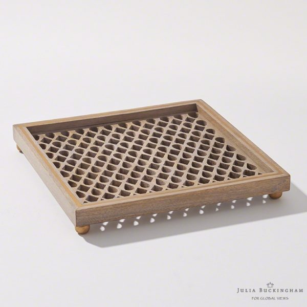 Pulp Home – Gem Lattice Tray – Gilded Wood – Small