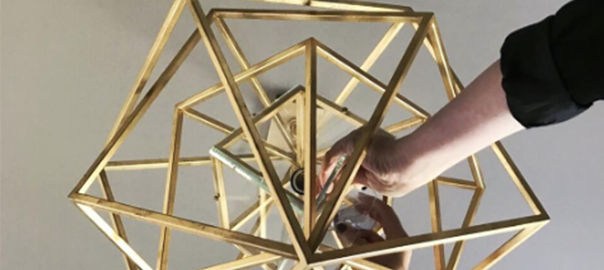 gold geometric lighting fixture