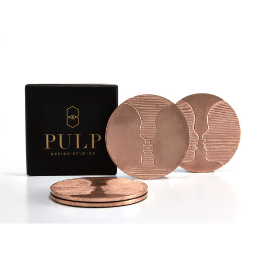 Pulp Design Studios Kismet Lounge Gemini Rose Gold Coaster Set with Gift Box