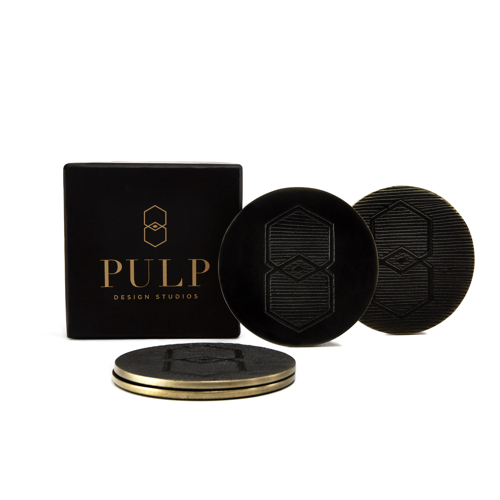 Pulp Design Studios Kismet Lounge Matte Black Coaster Set with Gift Box