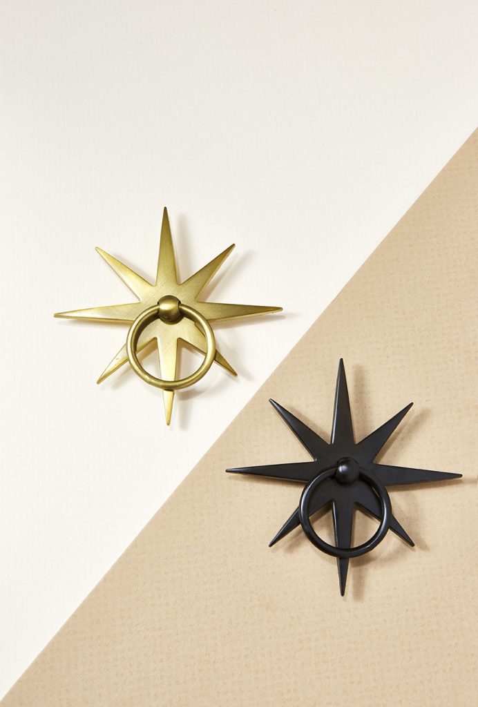 Pulp Home - Starburst Pull, Matte Brass Hardware, Matte Brass, Matte Black Hardware, Star Hardware, Nautical Hardware, Black Hardware, Brass Hardware