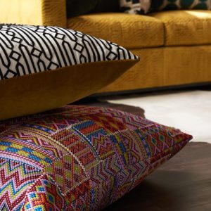 Pulp Design Studios for S Harris textiles. Global textiles, custom pillows, global patterns, statement accent fabric