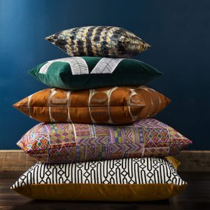 Pulp Design Studios for S Harris textiles. Global textiles, custom pillows, global patterns, statement accent fabric