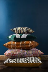 Pulp Design Studios for S Harris textiles. Global textiles, custom pillows, global patterns, statement accent fabric