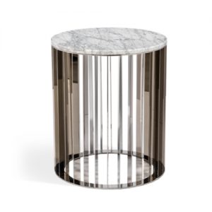 Greer Side Table, Carrara White, Carrara, Marble, stainless steel, accent table, side table, marble