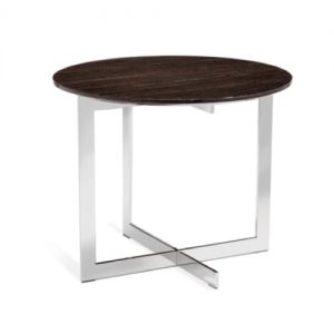 Riley Round Side Table, Smoked Grey Oak, stainless steel, accent table, livingroom side table , asymmetrical side table