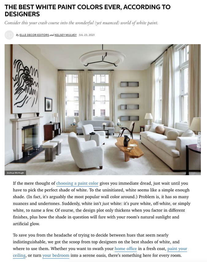 Elle Decor – The Best White Paint Colors Ever, According to ...