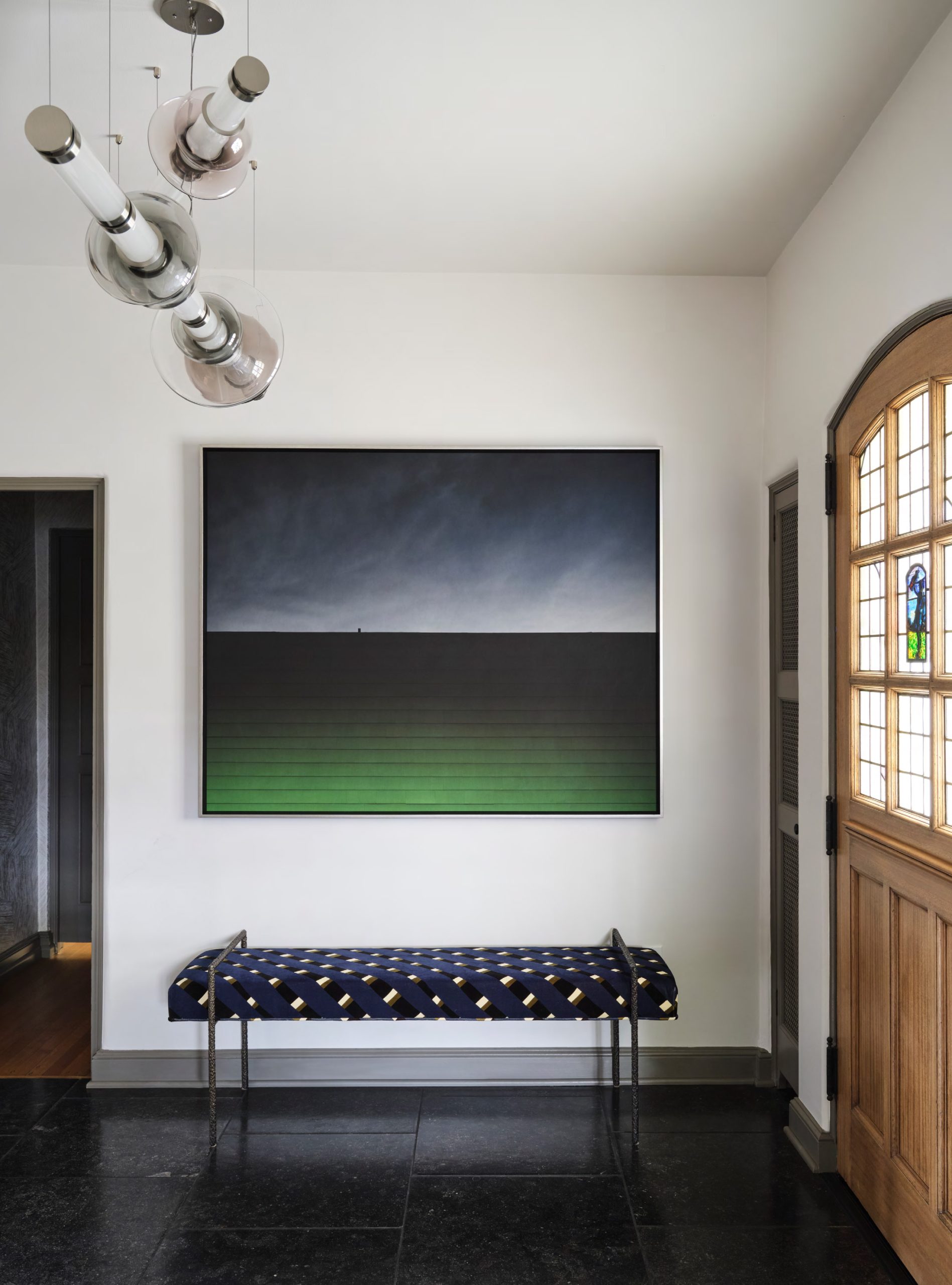 interior design entry with original art